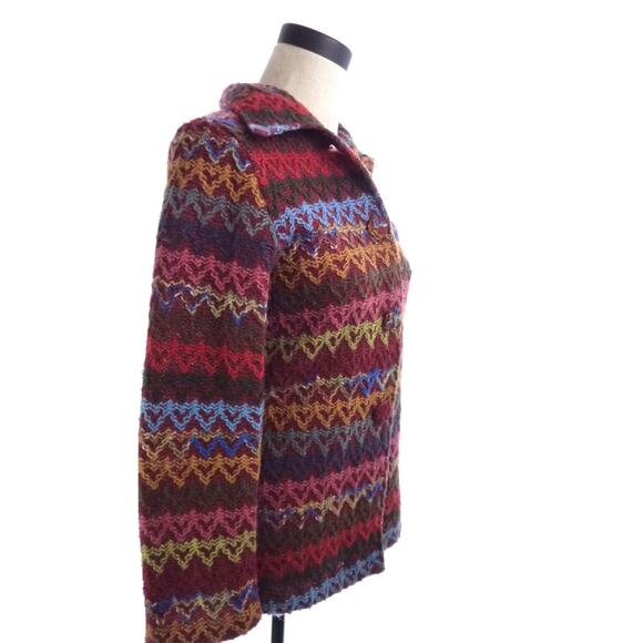 Boho Olivine Button Down Mountain Cabin Country Jacket Maroon Weave Small S - Picture 2 of 5